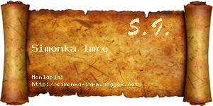 Simonka Imre névjegykártya